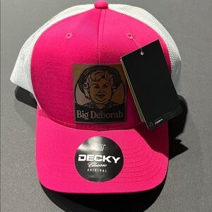 Big Deborah Pink & White Mesh Trucker Hat -